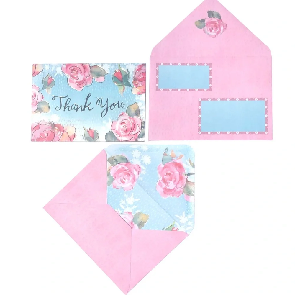 Punch Studio Thank You Roses Note Cards in Embellished Pouch (13744), 10 ct